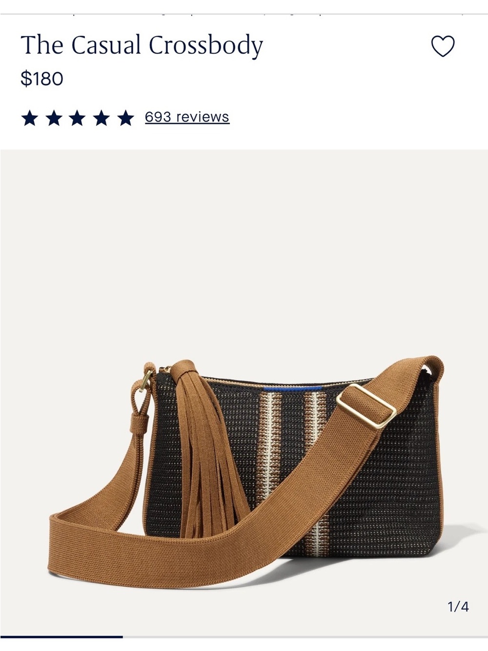 Rothy's Black and Brown Woven Crossbody with Tassel